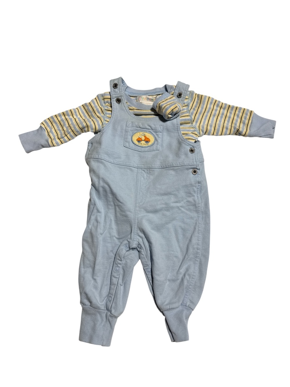 Vintage 1998 Gymboree Rainbow Tag Blue Overalls‎ Striped Onesie Socks Set NB